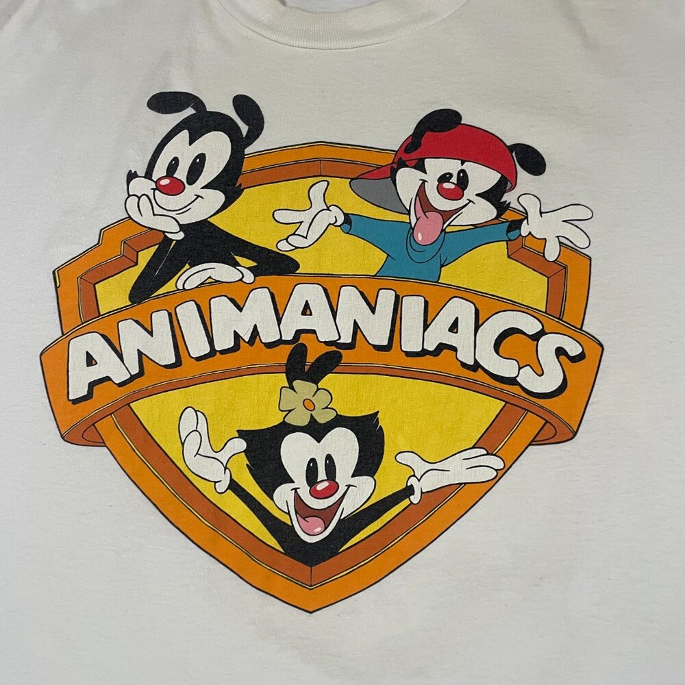 VTG Warner Bros Animaniacs T-Shirt White Adult XL Made in USA 1993 Yakko Wakko - Picture 2 of 9